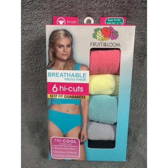 Fruit Of The Loom Womens Breathable Micro-Mesh Hi-Cuts Size 9/2XL - Picture 1 of 4